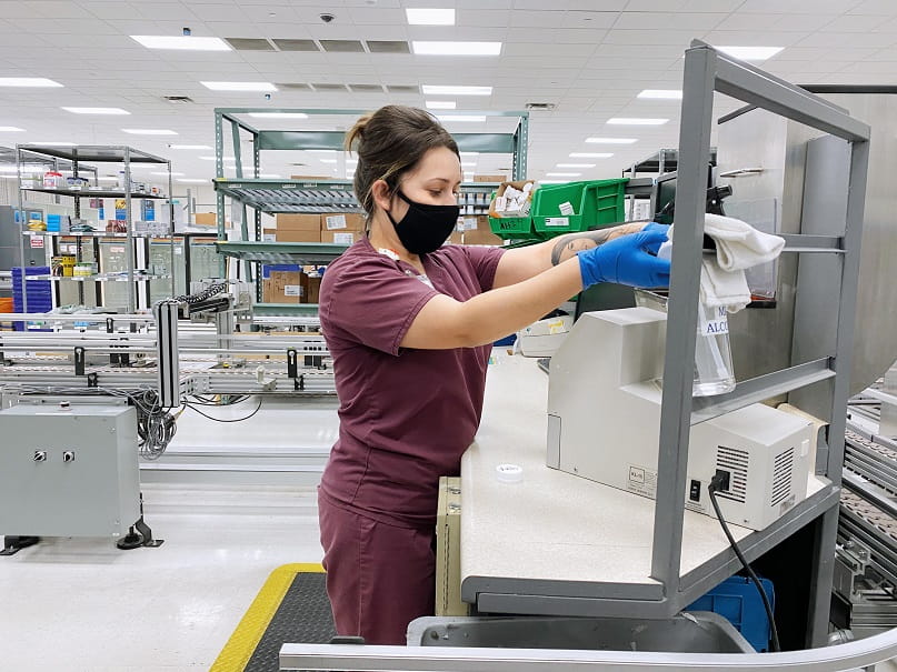 Worker with mask