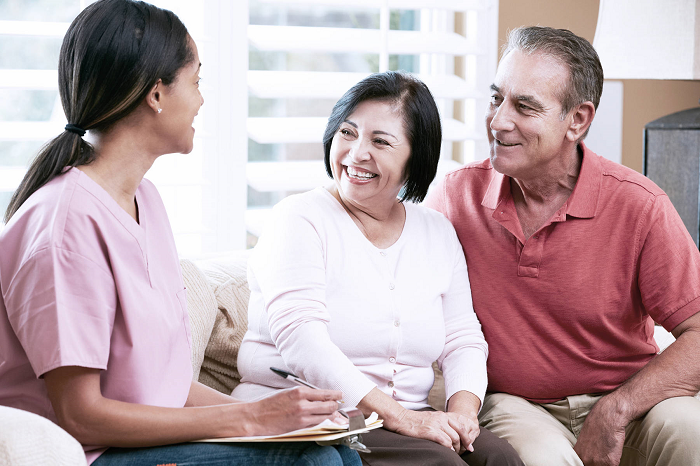 Couple at home seeing a nurse in the direct to patient model
