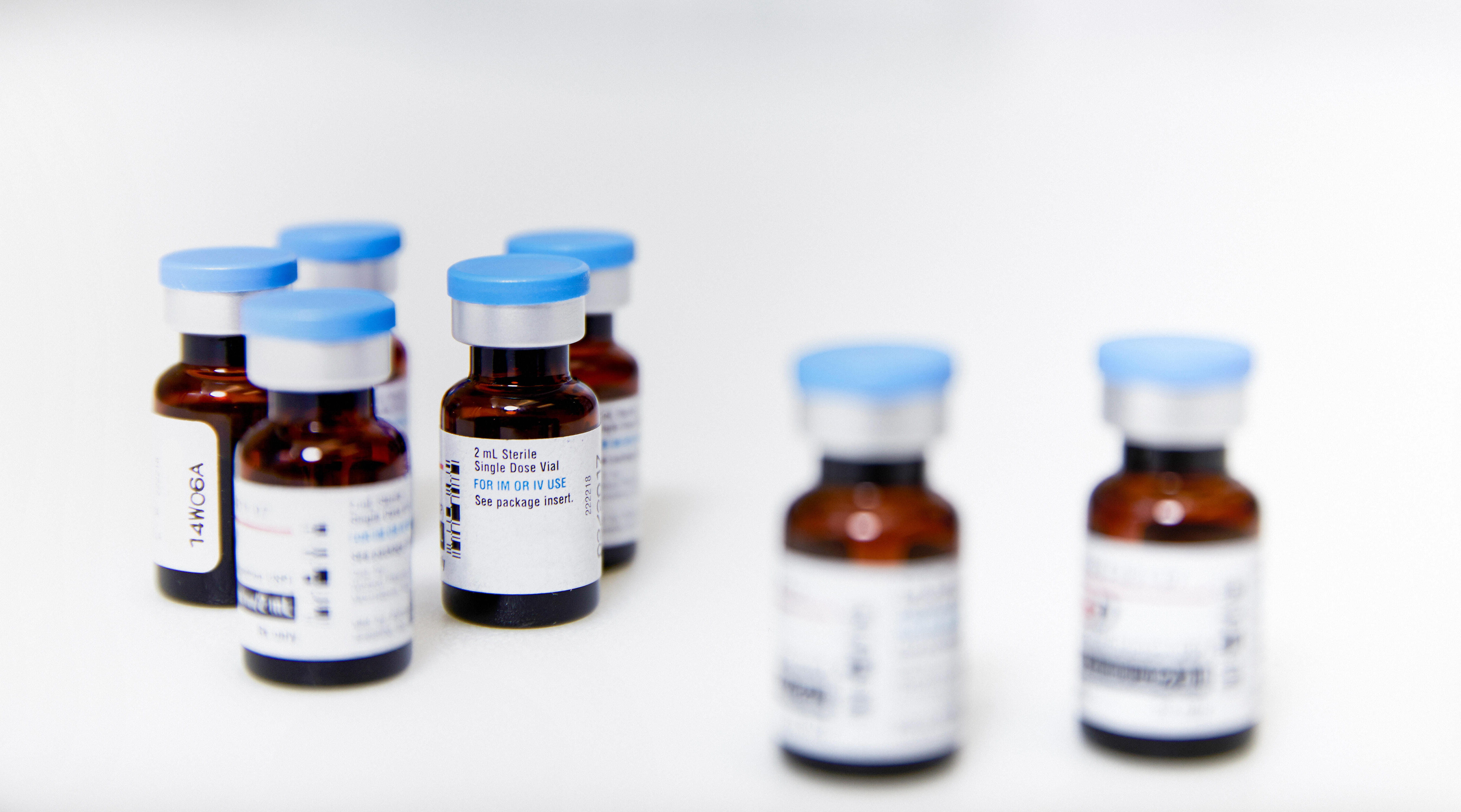 A close up of a group of vials