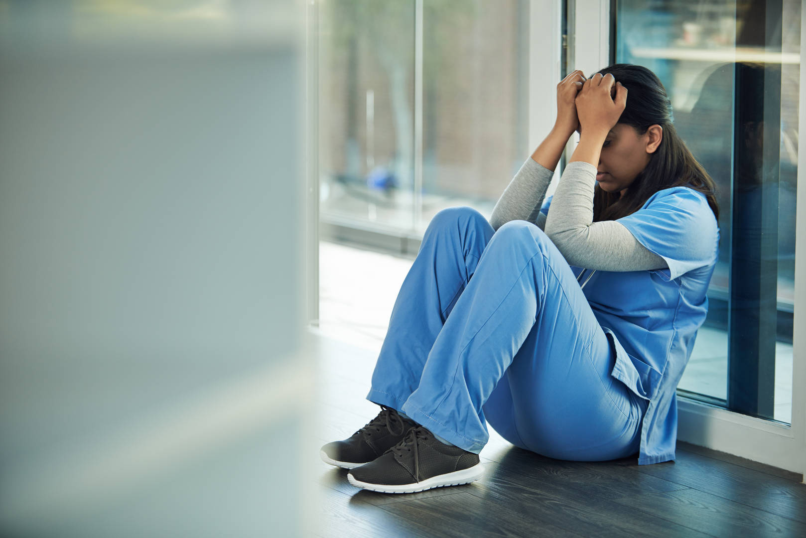 Stressed healthcare worker
